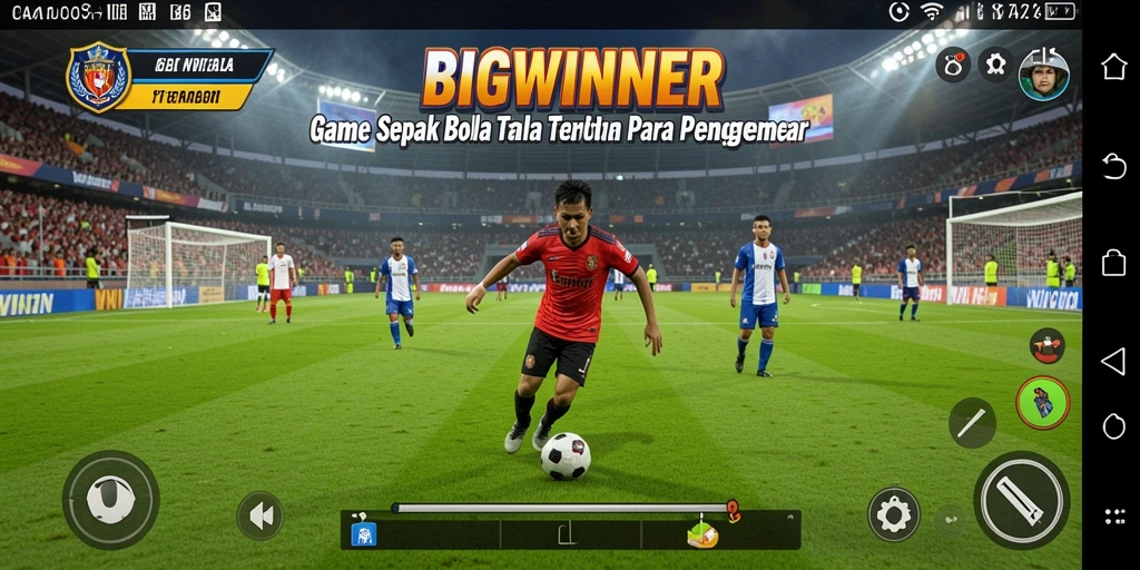 Tampilan gameplay <strong>BIGWINNER</strong> yang menegangkan dalam pertandingan sepak bola.