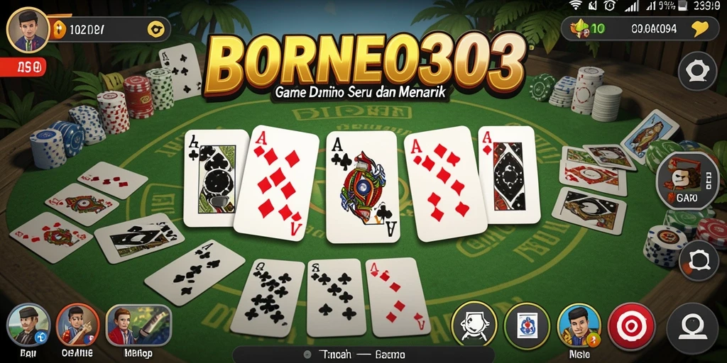Gameplay seru <strong>BORNEO303</strong> dengan suasana kompetitif domino.