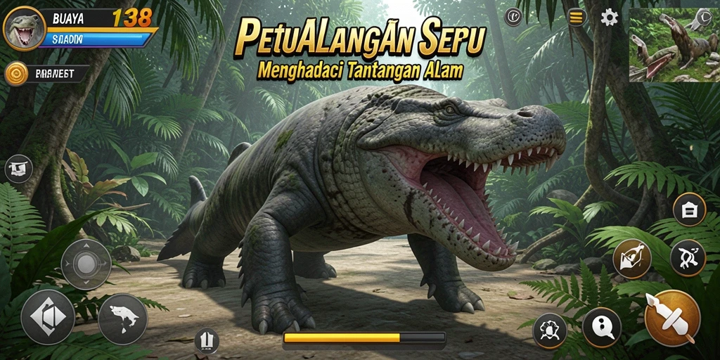 Tangkapan layar permainan BUAYA138 menampilkan aksi petualangan yang mendebarkan.