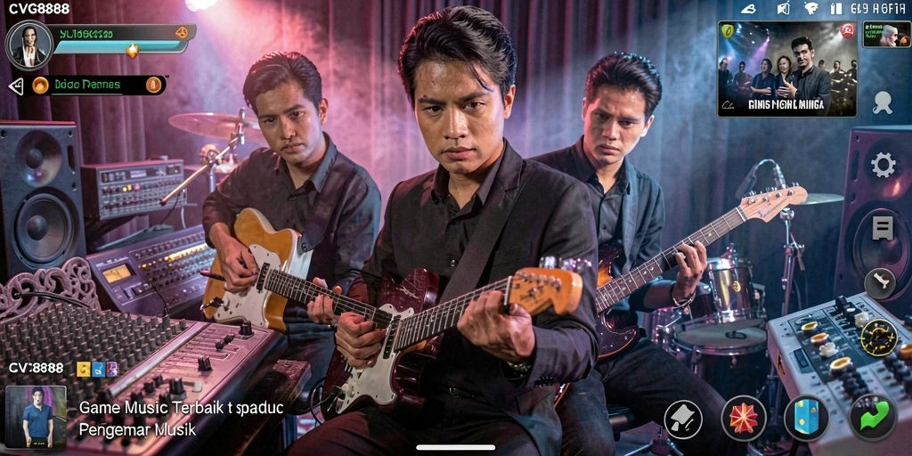Tampilan gameplay interaktif CVG8888 yang menampilkan fitur musik menarik.