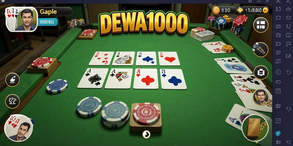 Tampilan gameplay seru dari DEWA1000, permainan Gaple yang mengasyikkan.