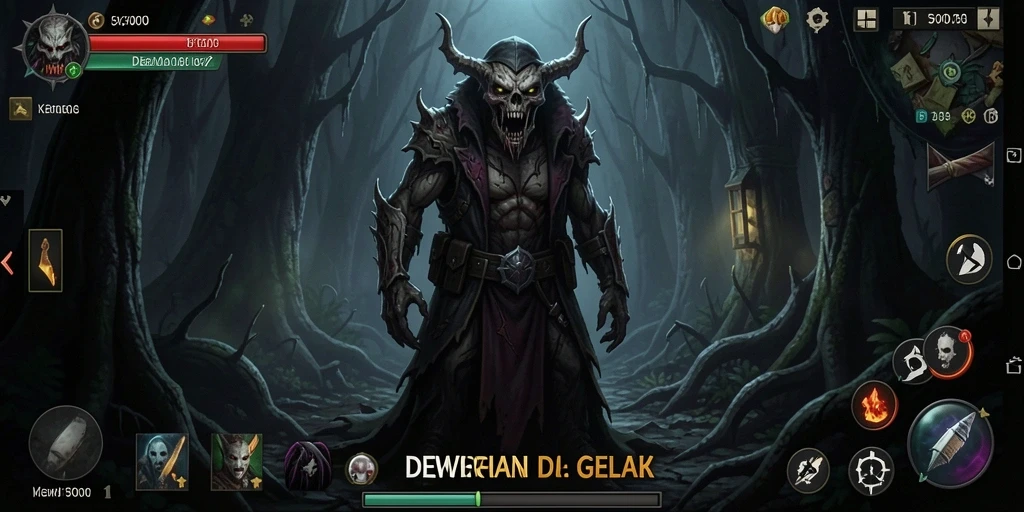 Screenshot DEWI5000 menampilkan momen menegangkan dalam suasana horror.
