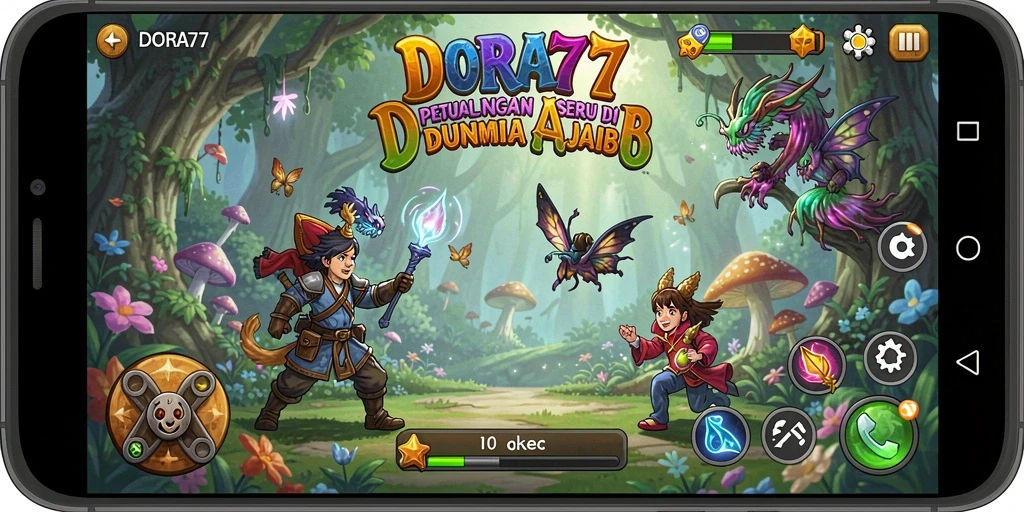 Tampilan gameplay petualangan yang menakjubkan dan penuh warna.