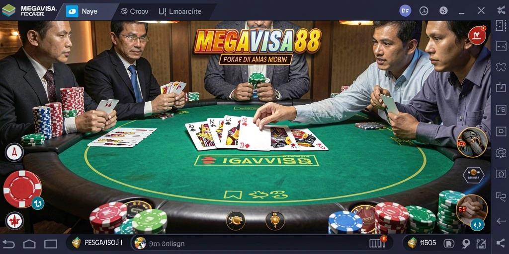 Screenshot gameplay MEGAVISA88 menampilkan aksi penuh strategi poker.