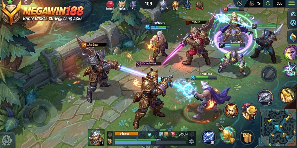 Tangkapan layar gameplay MOBA MEGAWIN188 yang menegangkan.
