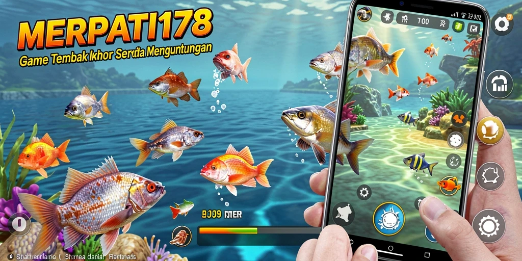 Tampilan gameplay seru dalam MERPATI178 saat memancing ikan.