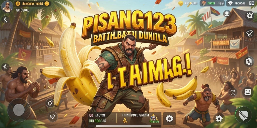 Gameplay seru dan mendebarkan di PISANG123 saat bertempur di arena Battle Royale.