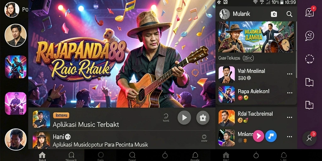 Screenshot utama RAJAPANDA88 menampilkan antarmuka aplikasi Musik yang menarik.