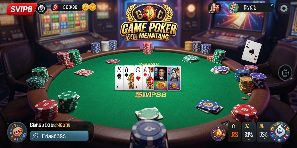 Tampilan menarik dari gameplay Poker yang mendebarkan.