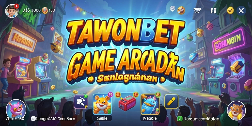 Screenshot utama TAWONBET menampilkan gameplay Arcade yang menarik dan penuh warna.